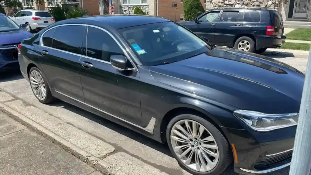 Luxury BMW Car at curbside pickup