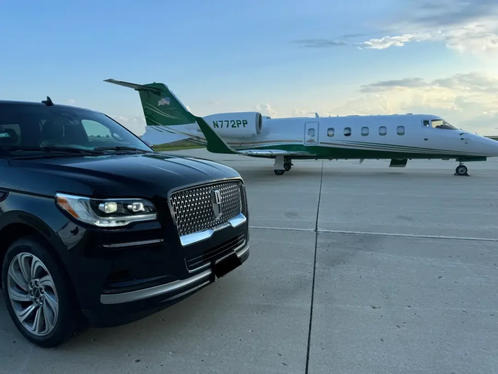 Luxury Black car in airport